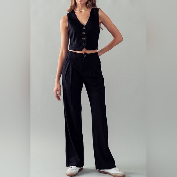 #386 SALE 🛑35 M,L FABULOUS Linen Tailored Wide Leg Pants - Picture 3 of 8